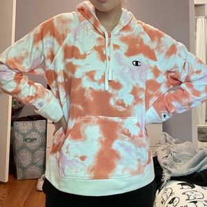 Tie Dye Pink/Orange Champion Hoodie